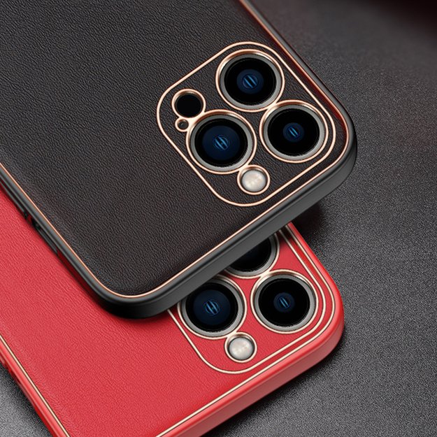Dux Ducis Yolo elegant case made of soft TPU and PU leather for iPhone 13 Pro Max red 18