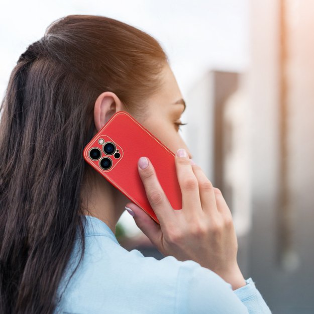 Dux Ducis Yolo elegant case made of soft TPU and PU leather for iPhone 13 Pro Max red 10