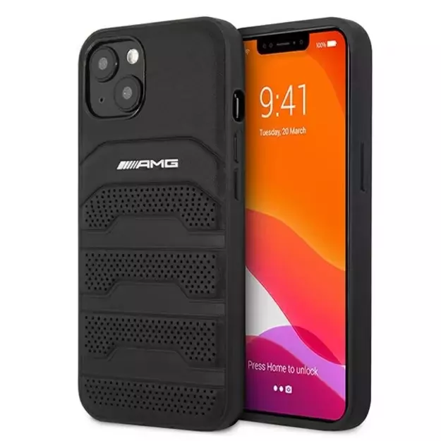 AMG AMHCP13SGSEBK iPhone 13 mini 5,4  czarny/black hardcase Leather Debossed Lines