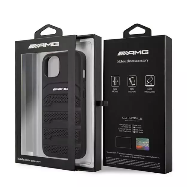 AMG AMHCP13SGSEBK iPhone 13 mini 5,4  czarny/black hardcase Leather Debossed Lines 14