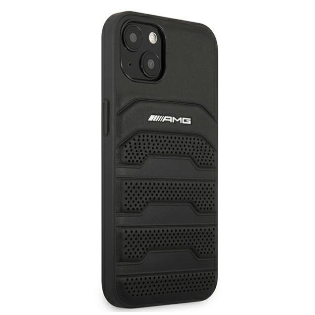 AMG AMHCP13SGSEBK iPhone 13 mini 5,4  czarny/black hardcase Leather Debossed Lines 3