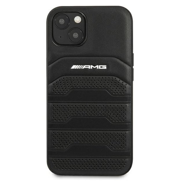 AMG AMHCP13SGSEBK iPhone 13 mini 5,4  czarny/black hardcase Leather Debossed Lines 2