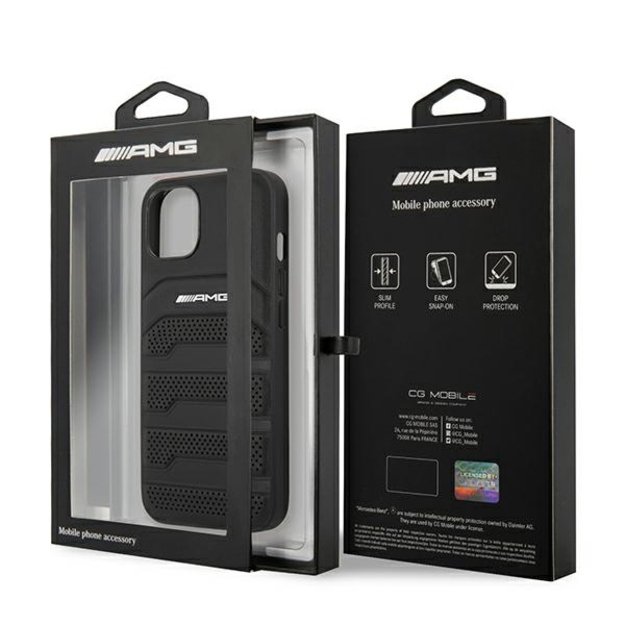 AMG AMHCP13SGSEBK iPhone 13 mini 5,4  czarny/black hardcase Leather Debossed Lines 7
