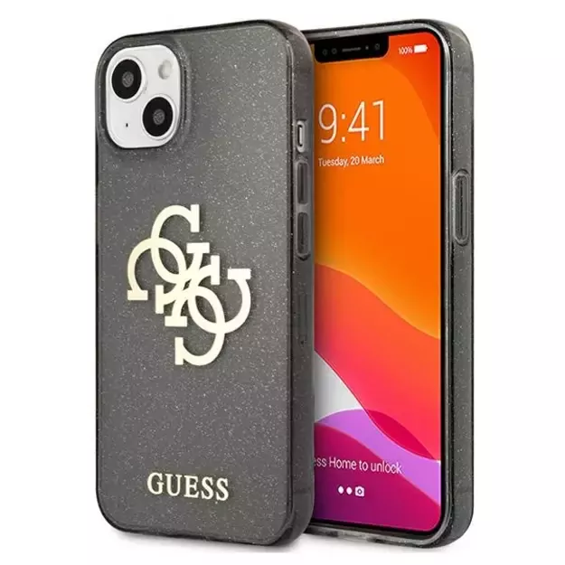 Guess GUHCP13SPCUGL4GBK iPhone 13 mini 5.4&quot  black/black hard case Glitter 4G Big Logo