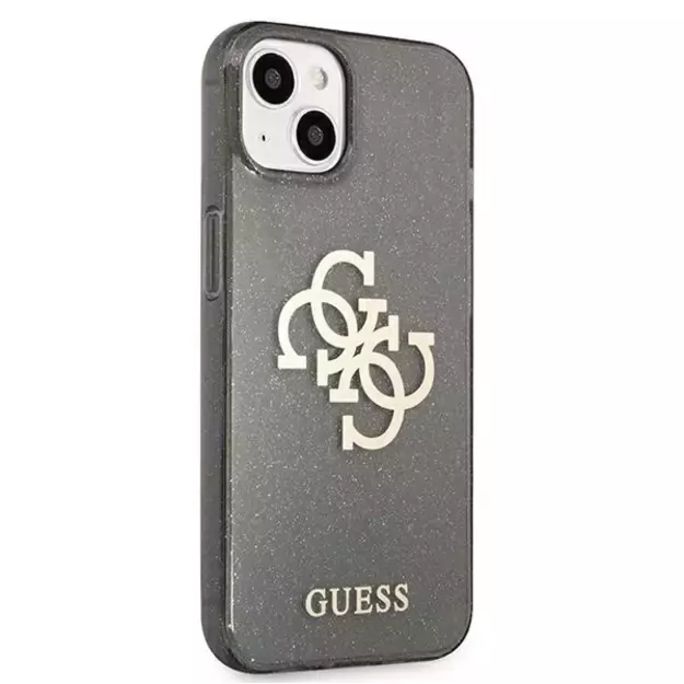 Guess GUHCP13SPCUGL4GBK iPhone 13 mini 5.4&quot  black/black hard case Glitter 4G Big Logo 3