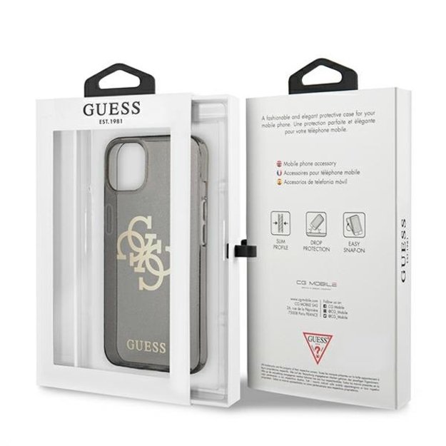 Guess GUHCP13SPCUGL4GBK iPhone 13 mini 5.4&quot  black/black hard case Glitter 4G Big Logo 14