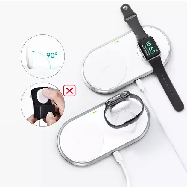 Choetech Qi 2in1 wireless charger for smartphones / Apple Watch with stand (MFI) USB Type C white (T317) 11
