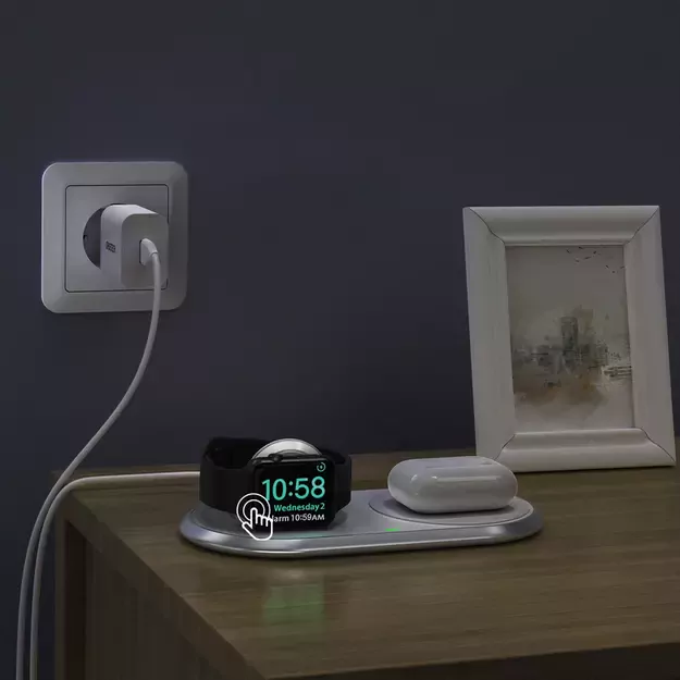 Choetech Qi 2in1 wireless charger for smartphones / Apple Watch with stand (MFI) USB Type C white (T317) 13