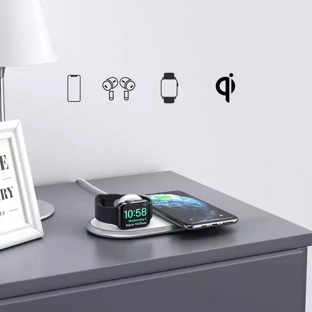 Choetech Qi 2in1 wireless charger for smartphones / Apple Watch with stand (MFI) USB Type C white (T317) 9