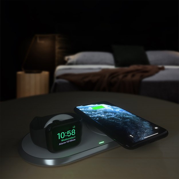 Choetech Qi 2in1 wireless charger for smartphones / Apple Watch with stand (MFI) USB Type C white (T317) 8
