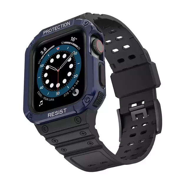 Protect Strap Band for Apple Watch 38/40/41mm Armored Case Strap - Black, Blue 1
