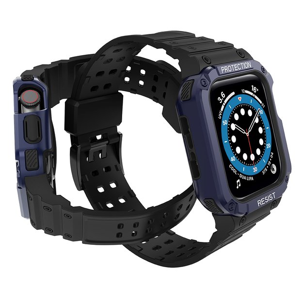 Protect Strap Band for Apple Watch 38/40/41mm Armored Case Strap - Black, Blue 10