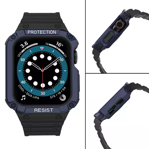 Protect Strap Band for Apple Watch 38/40/41mm Armored Case Strap - Black, Blue 3