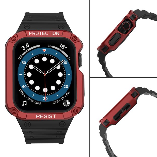 Protect Strap Band for Apple Watch 42/44/45mm Armored Case Strap - Black, Red 11