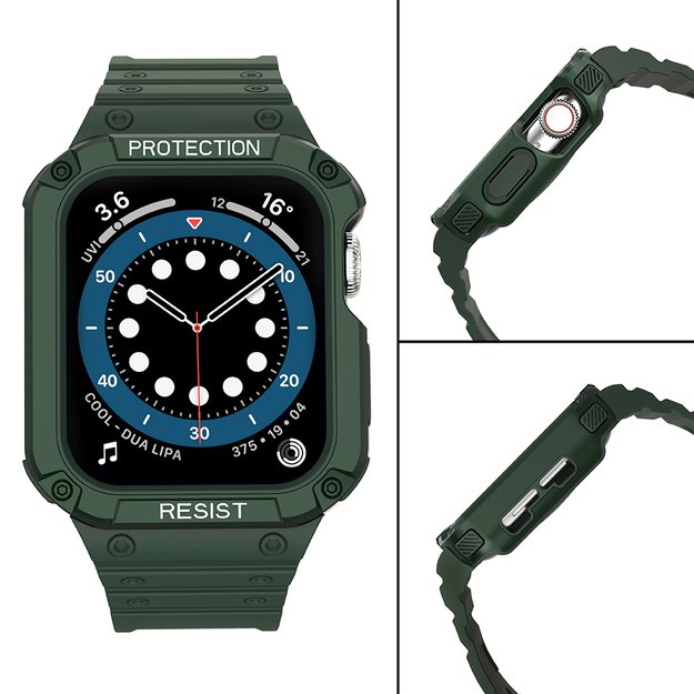 Protect Strap Band for Apple Watch 42/44/45mm Armored Case Strap - Green 3