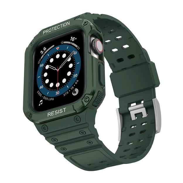 Protect Strap Band for Apple Watch 42/44/45mm Armored Case Strap - Green 1