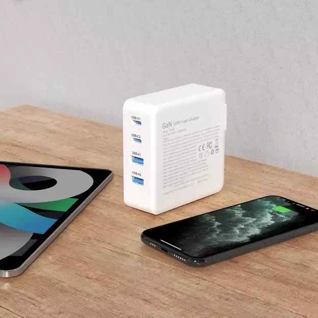 GaN 100W fast wall charger 2 x USB-C / 2 x USB Dudao A100EU - white 16