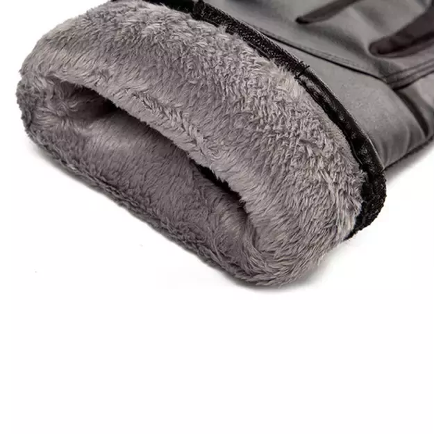 Men s insulated PU leather phone gloves - black 8