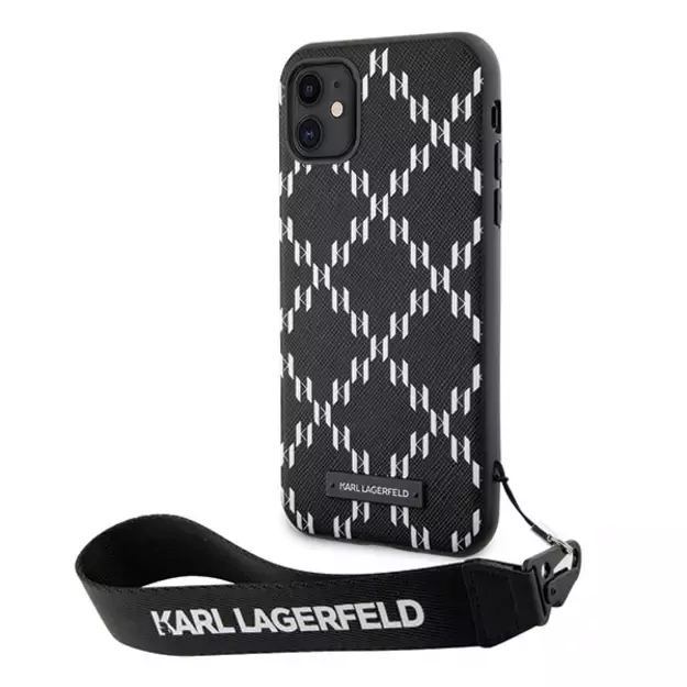 Karl Lagerfeld KLHCN61SAKLMBSK iPhone 11 / Xr 6.1  black/black hardcase Monogram Losange Saffiano 1