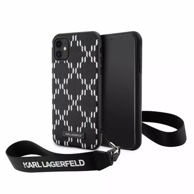 Karl Lagerfeld KLHCN61SAKLMBSK iPhone 11 / Xr 6.1  black/black hardcase Monogram Losange Saffiano
