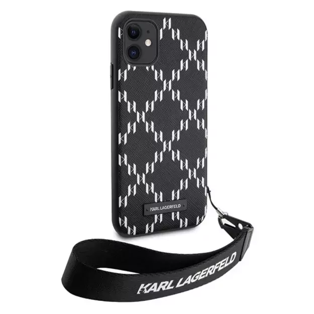 Karl Lagerfeld KLHCN61SAKLMBSK iPhone 11 / Xr 6.1  black/black hardcase Monogram Losange Saffiano 3