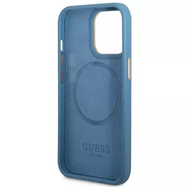 Guess GUHMP14LU4GPRB iPhone 14 Pro 6.1  blue/blue hard case 4G Logo Plate MagSafe 12