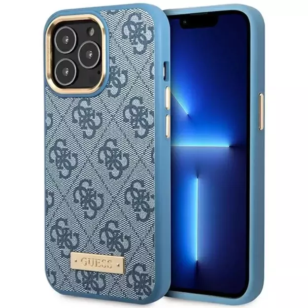 Guess GUHMP14LU4GPRB iPhone 14 Pro 6.1  blue/blue hard case 4G Logo Plate MagSafe