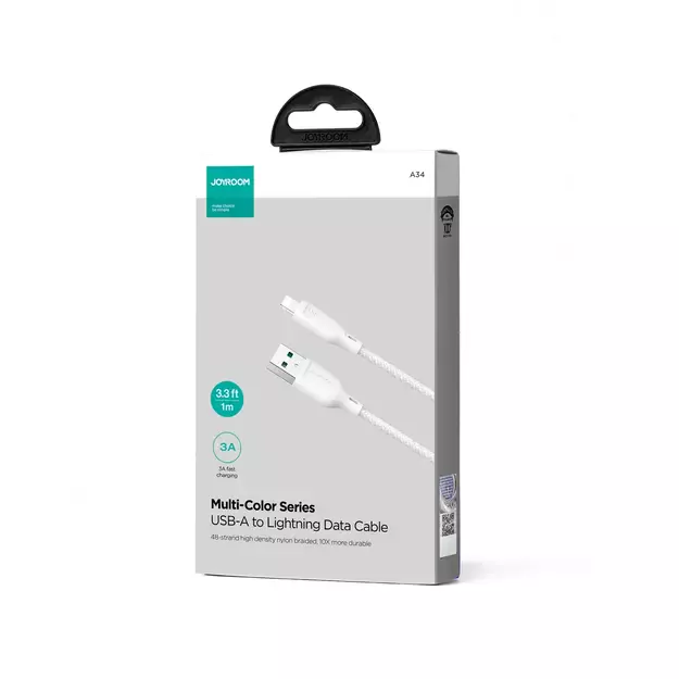 Joyroom Multi-Color Series S-A34 USB-A / Lightning 3A cable 1m - white 3
