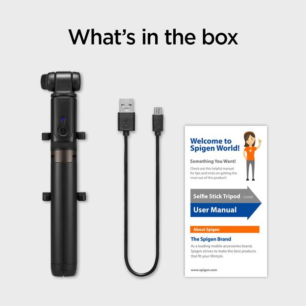 Selfie stick Spigen S540W Bluetooth with tripod - black 22