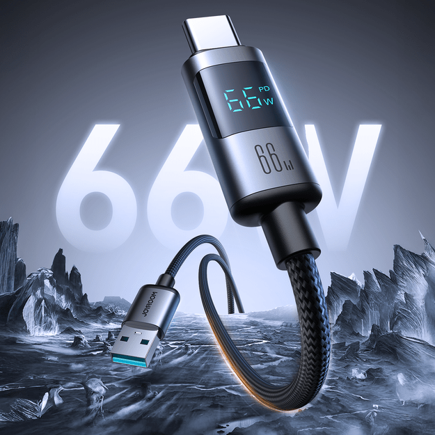 Joyroom S-A16 Pro Prism Series 66W USB-A - USB-C Cable with Display 1.2m - Black 1