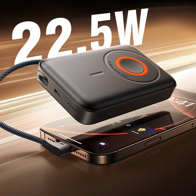 Joyroom JR-PBM02 Powerbank 22.5W 10000mAh 3in1 Magnetic Inductive Compatible with MagSafe with Built-in Cable - Black 4