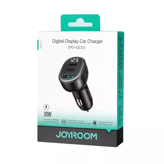 Joyroom JR-CCD04 30W 2x USB-C USB-A car charger with display - black 17