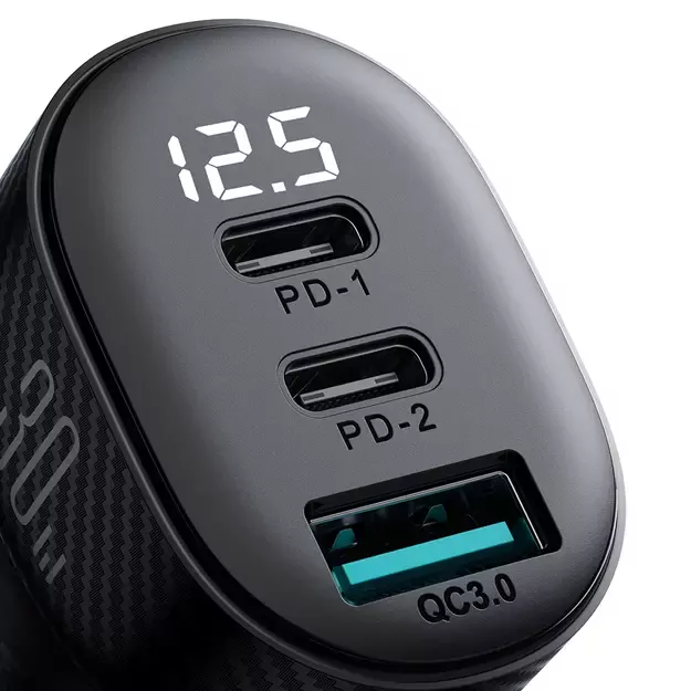 Joyroom JR-CCD04 30W 2x USB-C USB-A car charger with display - black 15