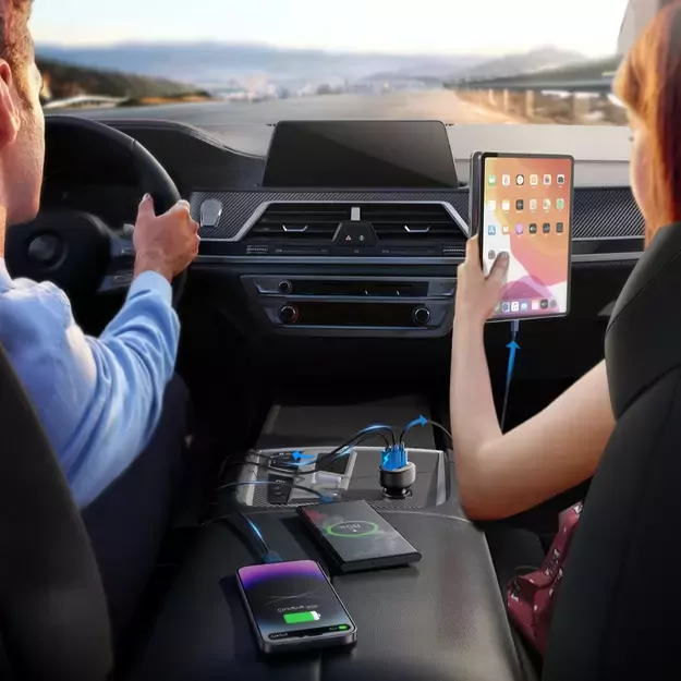 Joyroom JR-CCD04 30W 2x USB-C USB-A car charger with display - black 22