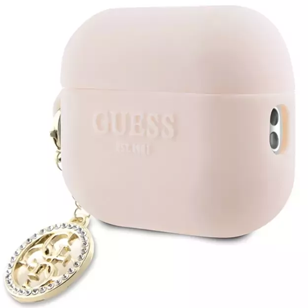 Guess GUAP23DSLGHDP AirPods Pro 2 cover pink/pink 3D Rubber 4G Diamond Charm 5