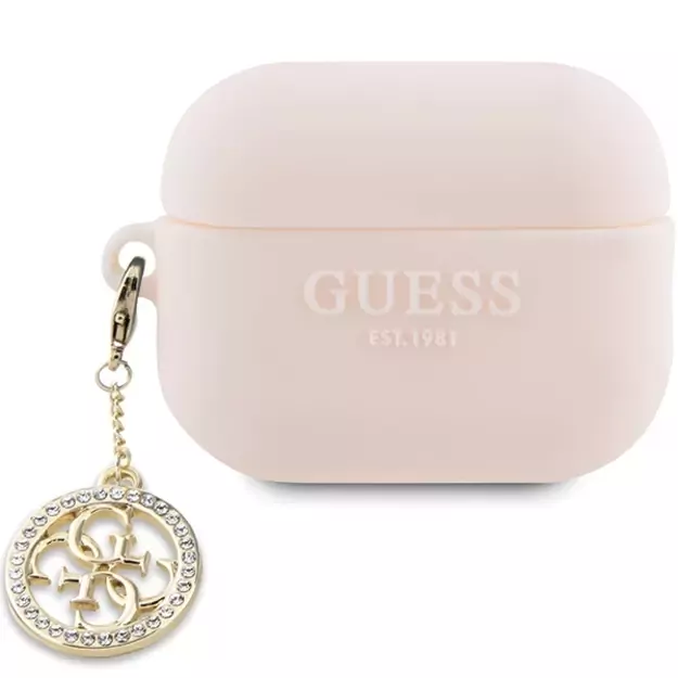 Guess GUAP23DSLGHDP AirPods Pro 2 cover pink/pink 3D Rubber 4G Diamond Charm