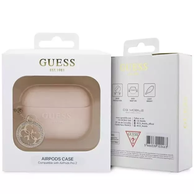 Guess GUAP23DSLGHDP AirPods Pro 2 cover pink/pink 3D Rubber 4G Diamond Charm 6
