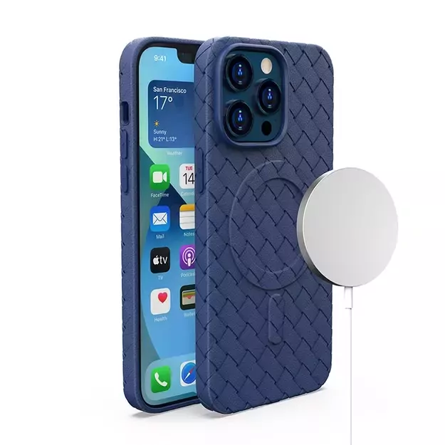 MagSafe Woven Case for iPhone 15 - navy blue