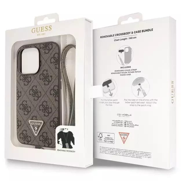 Guess GUHCP13LP4TDSCPW Case for iPhone 13 Pro / 13 - Brown Crossbody 4G Metal Logo 16