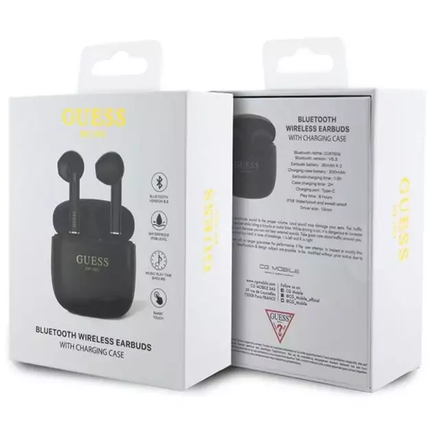 Guess GUTWST26PSK TWS Bluetooth headphones + docking station - black Classic EST Logo 6