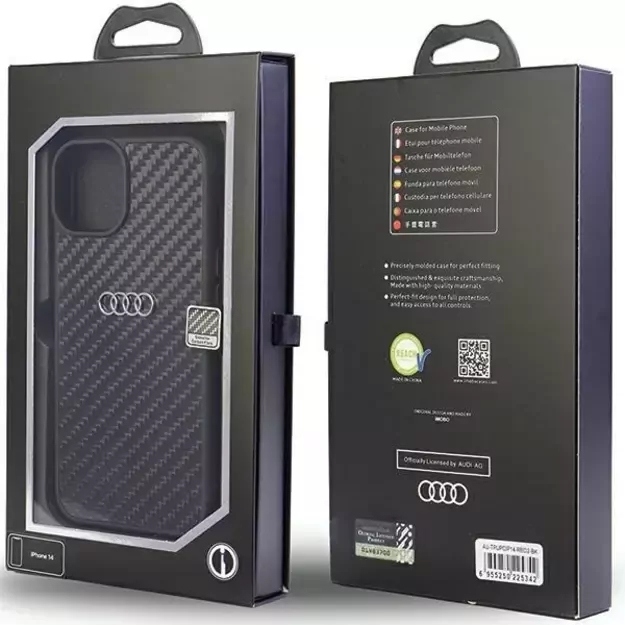 Audi Carbon Fiber iPhone 14 6.1  black/black hardcase AU-TPUPPCIP14-R8/D2-BK 2