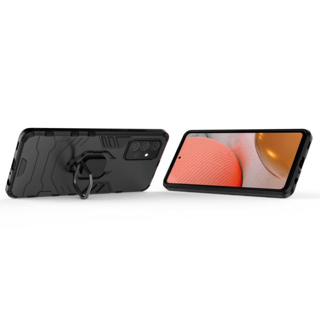 Ring Armor Case Kickstand Tough Rugged Cover for Samsung Galaxy A72 4G black 5