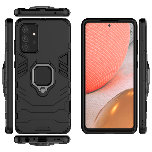 Ring Armor Case Kickstand Tough Rugged Cover for Samsung Galaxy A72 4G black 4