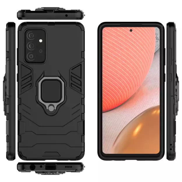 Ring Armor Case Kickstand Tough Rugged Cover for Samsung Galaxy A72 4G black 12