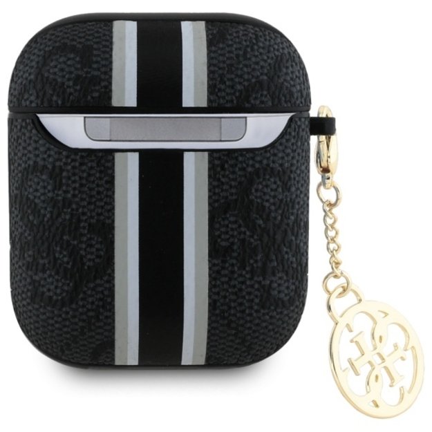 Guess GUA2P4RPSK AirPods 1/2 cover black/black 4G Printed Stripes Charm 1