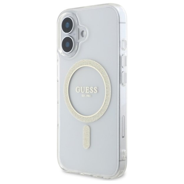 Guess GUHMP16MHFGERET iPhone 16 Plus 6.7&quot  transparent hardcase IML Glitter Circle MagSafe 1