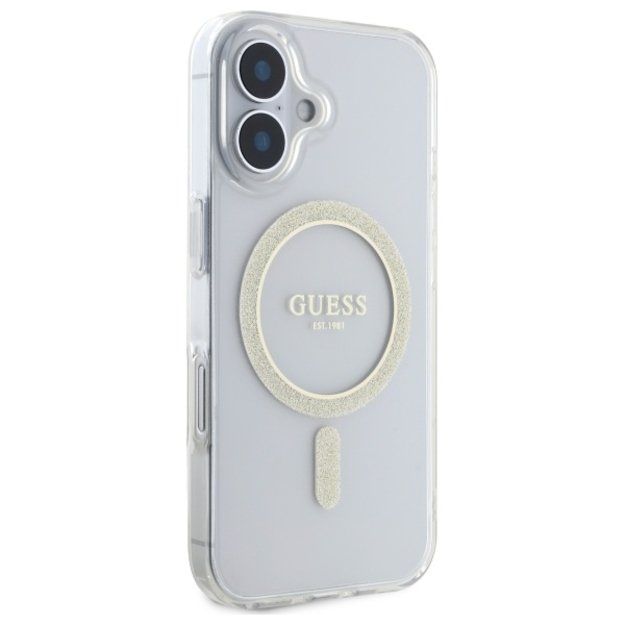 Guess GUHMP16MHFGERET iPhone 16 Plus 6.7&quot  transparent hardcase IML Glitter Circle MagSafe 3