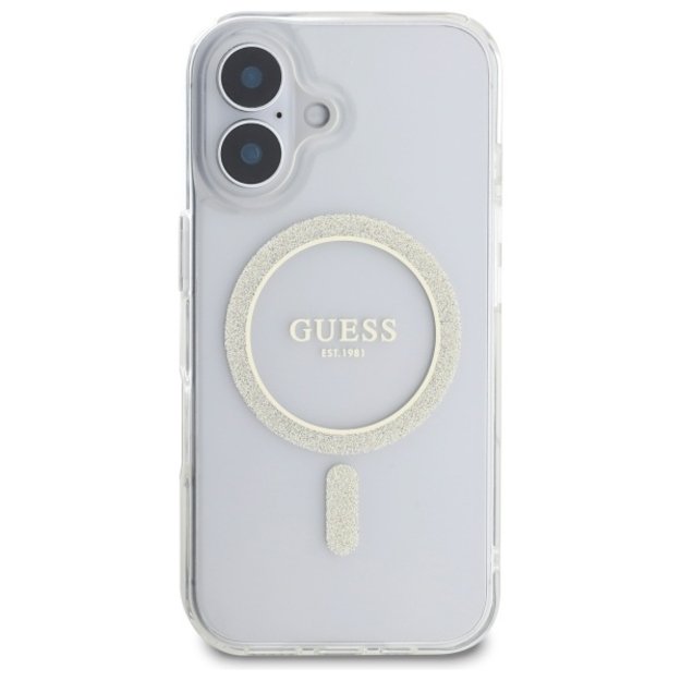 Guess GUHMP16MHFGERET iPhone 16 Plus 6.7&quot  transparent hardcase IML Glitter Circle MagSafe 2
