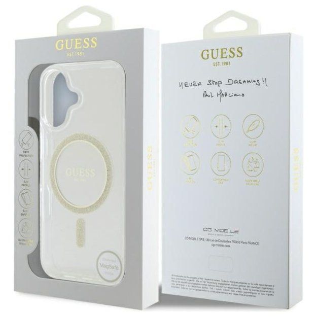 Guess GUHMP16MHFGERET iPhone 16 Plus 6.7&quot  transparent hardcase IML Glitter Circle MagSafe 6
