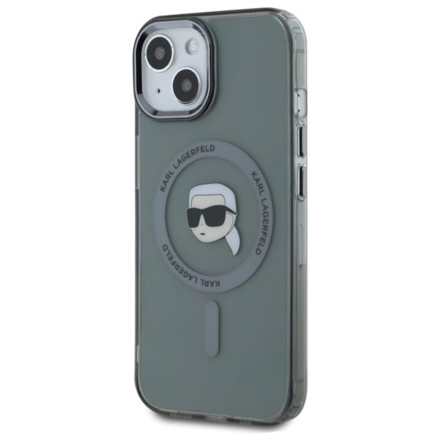 Karl Lagerfeld KLHMP15SHLSKIK iPhone 15 6.1&quot  black/black hardcase IML Metal Karl Head MagSafe 1